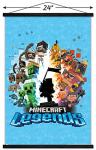 Trends International Minecraft: Legends - Blue Wall Poster with Magnetic Frame, 34L x 22.4W, Print and Black Hanger Bundle