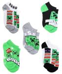 Minecraft Boy's 5 Pack Character Socks, Green/Grey, Medium