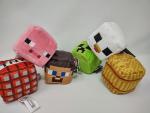 Minecraft 6 Pack of Steve Chicken Creeper Pig TNT and Hay Bale Basic 3-inch by 3-inch Cube Blocks Plush Stuffed Animal Figure, Soft Doll Character Great for Stacking and Smashing