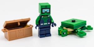 LEGO Minecraft: Diver Minifigure with Treasure Chest and Turtle - 6+