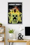A Minecraft Movie - Creeper Explosion Wall Poster, 34L" x 22.4W", Gray Framed Version