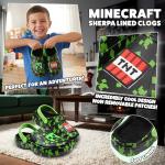Minecraft Clogs for Boys, Slip-On Non-Slip Shoes with Strap, Garden or Indoor Sandals, House Shoes, Gifts for Boys (Black/Green, 4/5 US)