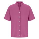 AIMAOMI White Shirt Girls 2026 Shirts for Girls Trendy Summer Cotton Linen Short Sleeve Tops Collared Button Down Causal Blouse Clothing (Hot Pink, 12-13 Years)