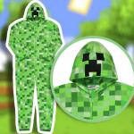 Minecraft Creeper Costume Pajama Outfit One Piece Union Suit