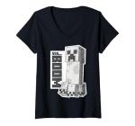 Women's Minecraft Creeper SSS Boom Retro Pixel V-Neck T-Shirt