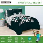 Jay Franco Minecraft Creeper Full Comforter Set - 7 Piece Gamer Bedding Includes Sheet Set & Pillow Covers - Super Soft Checkered Bedding