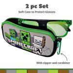 Arkaid MINECRAFT Sunglasses with Case | Official Licensed Minecraft Accessory Set | Safe UV 400 Lenses with Zip Protective Case for Kids