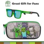 Arkaid MINECRAFT Sunglasses with Case | Official Licensed Minecraft Accessory Set | Safe UV 400 Lenses with Zip Protective Case for Kids