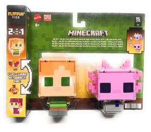 MINECRAFT FLIPPIN' FIGS ALEX AND AXOLOTOL 2-in-1 ACTION FIGURES.FREE SHIPPING