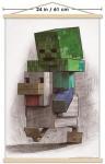 Trends International Minecraft: Mobestiary - Chicken Jockey Wall Poster with Magnetic Frame, 34L x 22.4W, Print and Beechwood Hanger Bundle