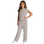 conjuntos para niñas Kids 2 Piece Outfits Girls Summer Short Sleeve T-Shirts and Pants Set Fashion Clothing Sweatsuits Sets(Coffee, 13-14 Years)