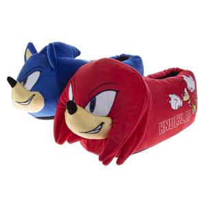 Sonic the Hedgehog 3D Slippers for Kids Cozy Soft House Shoes Knuckles & Sonic Plush - Red/Blue (Size 9-10 Toddler)