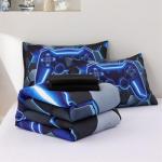 NTBED 3D Gaming Comforter Set for Boys Kids Teens,5pcs Gamer Bedding Sets with Sheet,Game Console Bed in a Bag (Blue, Twin)