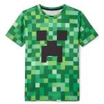 Cosplaya Pixel Green Face Kids Boys Girls Costume Shirt Gaming Cosplay Halloween Christmas Costumes T- Girl Boy, 4-6 Years