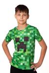Cosplaya Pixel Green Face Kids Boys Girls Costume Shirt Gaming Cosplay Halloween Christmas Costumes T- Girl Boy, 4-6 Years