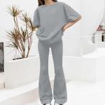 AIMAOMI girls outfits size 8 Girls 2 Piece Outfits Short Sleeve T-Shirt Crewneck Tops with Flare Pants Spring Summer Clothing Sets(Sky Blue, 8-9 Years)