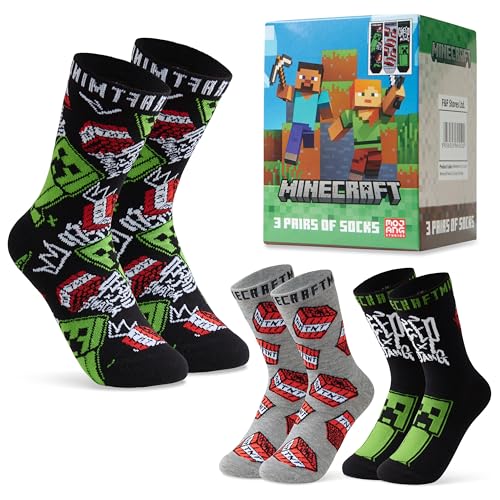 Minecraft Boys Crew Socks - Gamer Gift Pack