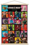 Trends International A Minecraft Movie - Grid Wall Poster with Magnetic Frame, 34L x 22.4W, Print and Beechwood Hanger Bundle
