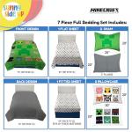 Sunny Side Up Minecraft Full Comforter Set - 7 Piece Kids Bedding Includes Comforter, Sheets & Pillow Cover - Super Soft Gamer Microfiber Bed Set