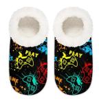 AUUXVA Women's Fuzzy House Slippers Fluffy Winter Home Shoes for Men Outdoor Indoor Slippers Comfy Warm Plush Lining Bedroom Shoes(XXL, Game Video)