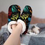 AUUXVA Women's Fuzzy House Slippers Fluffy Winter Home Shoes for Men Outdoor Indoor Slippers Comfy Warm Plush Lining Bedroom Shoes(XXL, Game Video)