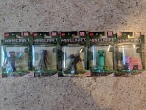 Minecraft Lot of 5 Mattel and Mojang Official Figures. New/Sealed Awesome!