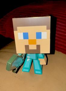 Rare Mattel Minecraft Diamond Level Steve With Sword /helmet Action Figure