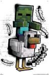 Trends International Minecraft: Metro Art - Chicken Jockey Wall Poster with Push Pins, 34L x 22.4W, Poster & Push Pin Bundle