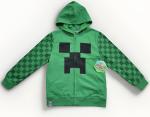 Minecraft creeper boy's hoodie green full zip pockets fleece lined Large 10/12