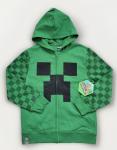 Minecraft creeper boy's hoodie green full zip pockets fleece lined Large 10/12