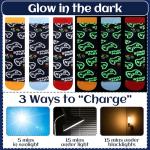 Cutecrop 6 Pairs Fun Glowing in The Dark Crew Socks Stocking Stuffers Luminous Funny Novelty Sock for Christmas Birthday Gift(Gaming)