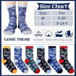 Cutecrop 6 Pairs Fun Glowing in The Dark Crew Socks Stocking Stuffers Luminous Funny Novelty Sock for Christmas Birthday Gift(Gaming)