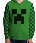 Minecraft creeper boy's hoodie green full zip pockets fleece lined Large 10/12