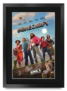 HWC Trading Minecraft 2025 Jack Black, Jason Momoa Gifts Printed Poster Signed Autograph Picture for Movie Memorabilia Fans - 16" x 12" Framed