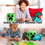 Minecraft Crossbody Bag, Plush Toy Set and Pencil Case Stationery Set Boys, Teens, Creeper Sling Bag, 3 Plush Toys, School Supplies, Gifts for Boys