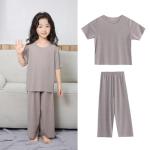 AIMAOMI girls short sets Girls 2 Piece Outfits Kids Short Sleeve Crewneck T-Shirts and Elastic Waist Pants Clothing Summer Sets(Khaki, 4-5 Years)