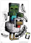 Minecraft: Metro Art - Chicken Jockey Wall Poster, 34L" x 22.4W", Poster & Mount Bundle