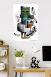 Minecraft: Metro Art - Chicken Jockey Wall Poster, 34L" x 22.4W", Poster & Mount Bundle