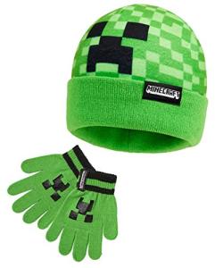 Minecraft Creeper Beanie and Gloves Set for Kids