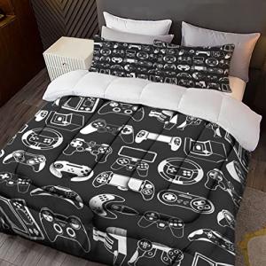 Sunnycitron Kids Comforter Sets Gamer Bedding Sets for Boys Teens Gaming Twin Bed Game Controller Room Decor,1 Comforter 2Pillowcase