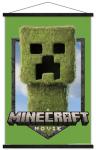 A Minecraft Movie - Creeper Logo Wall Poster with Magnetic Frame, 34L" x 22.4W", Premium Print and Black Hanger Bundle