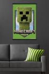 A Minecraft Movie - Creeper Logo Wall Poster with Magnetic Frame, 34L" x 22.4W", Premium Print and Black Hanger Bundle