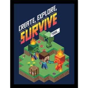 Minecraft Create Explore Survive Framed Poster, Multicoloured, 40cm x 30cm
