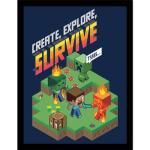 Minecraft Create Explore Survive Framed Poster, Multicoloured, 40cm x 30cm