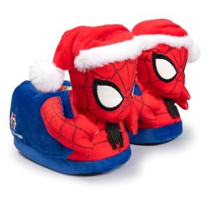 Marvel Spider-Man Youth 3D Slippers for Boys & Kids - Cozy Plush Spiderman Indoor House Shoes with Raised Spidey Face Print, Soft Comfortable Slip-On - Size 7/8 Christmas Holiday Gifts
