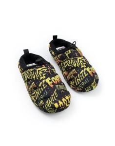 Fortnite Boys Black, Orange, Yellow Logo Slip On Loafer Slippers | Comfortable Home Wear for Lounging | Perfect for Gaming Enthusiasts Merch - 4 UK Child