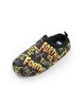 Fortnite Boys Black, Orange, Yellow Logo Slip On Loafer Slippers | Comfortable Home Wear for Lounging | Perfect for Gaming Enthusiasts Merch - 4 UK Child