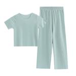 AIMAOMI girls fashion Kids 2 Piece Outfits Girls Summer Short Sleeve T-Shirts and Pants Set Fashion Clothing Sweatsuits Sets(Green, 4-5 Years)