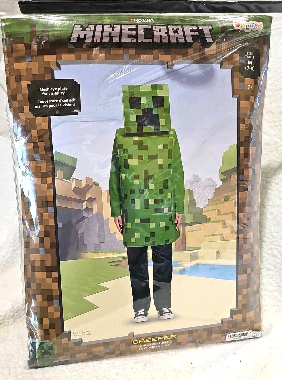 New Minecraft Creeper  Child Costume Medium 7-8 Disguise Mojang Torn Packaging