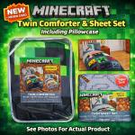 Minecraft Twin Comforter & Sheet Set 🟩🟫 Reversible 💚